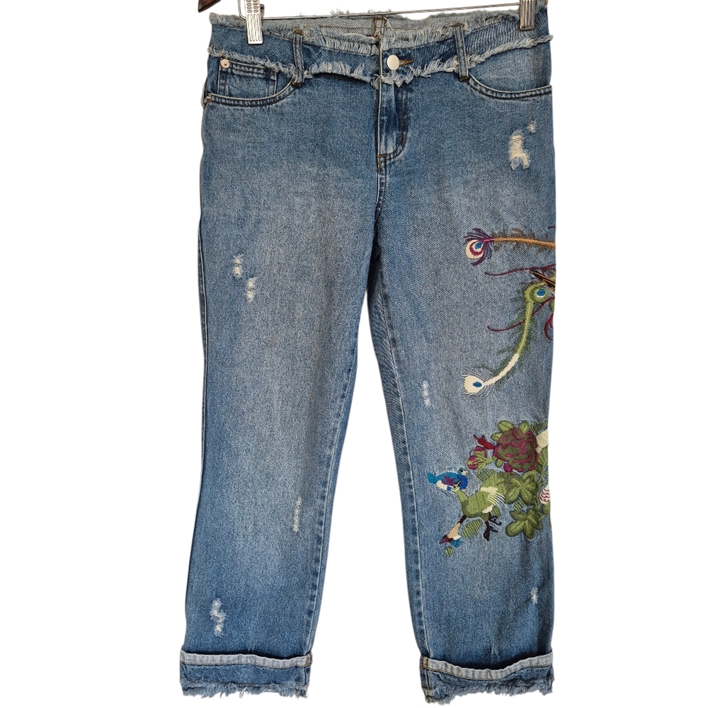 Marc Jacobs Crop Embroidered Denim Jeans Size 4